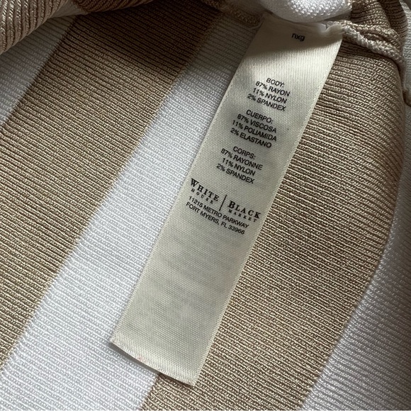 Women’s Sz M Cream Beige Striped Surplice Neckline Extended Sleeve - Picture 6 of 7